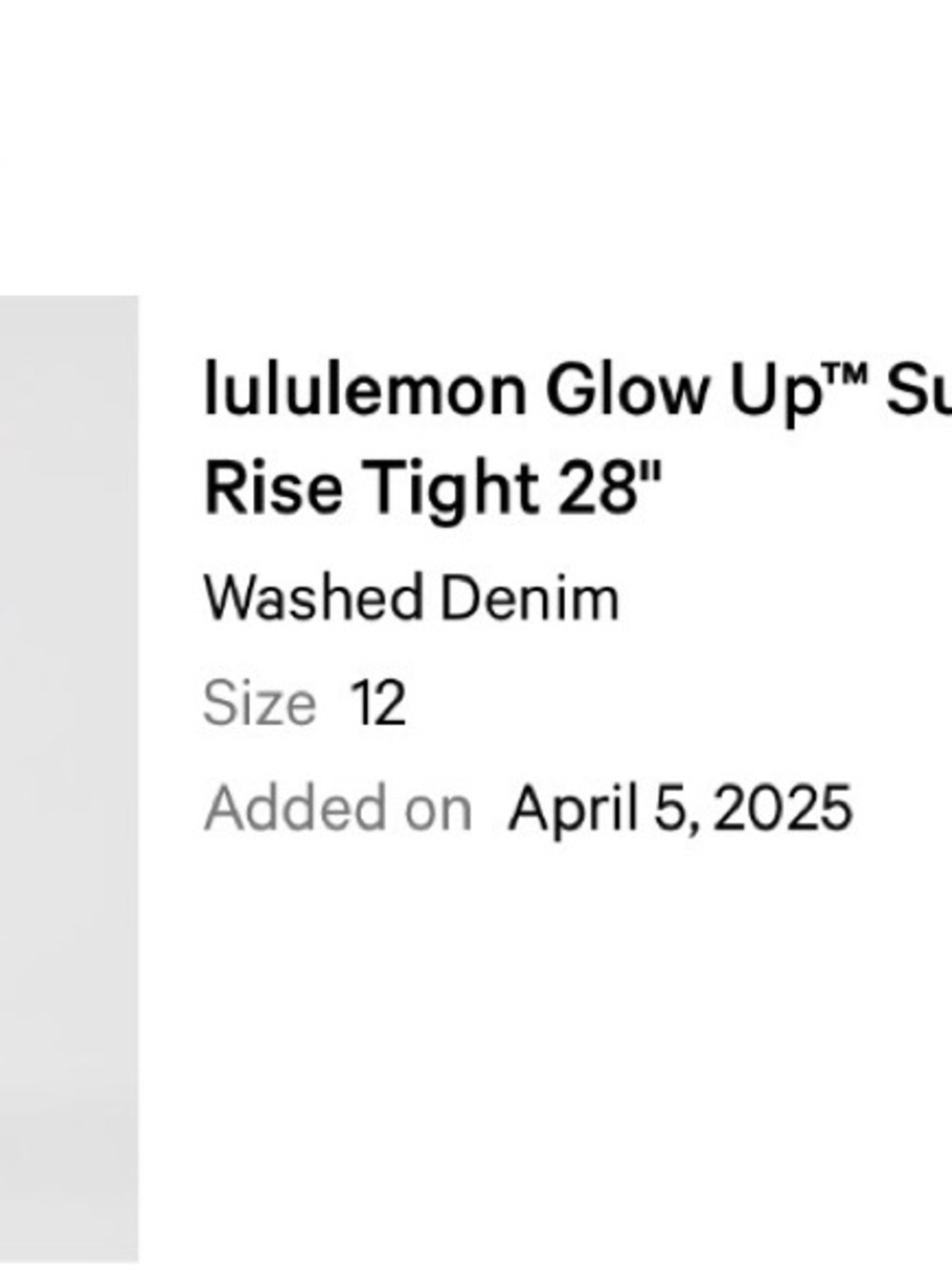 Lululemon Glow Up Super-High-Rise Tight 28"
Washed Denim - Picture 7 of 9